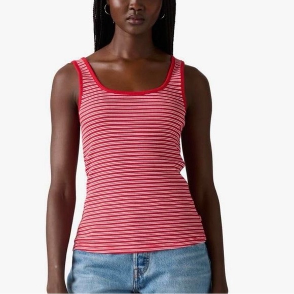 Levi's Red and White Striped Tank Top - Picture 1 of 3